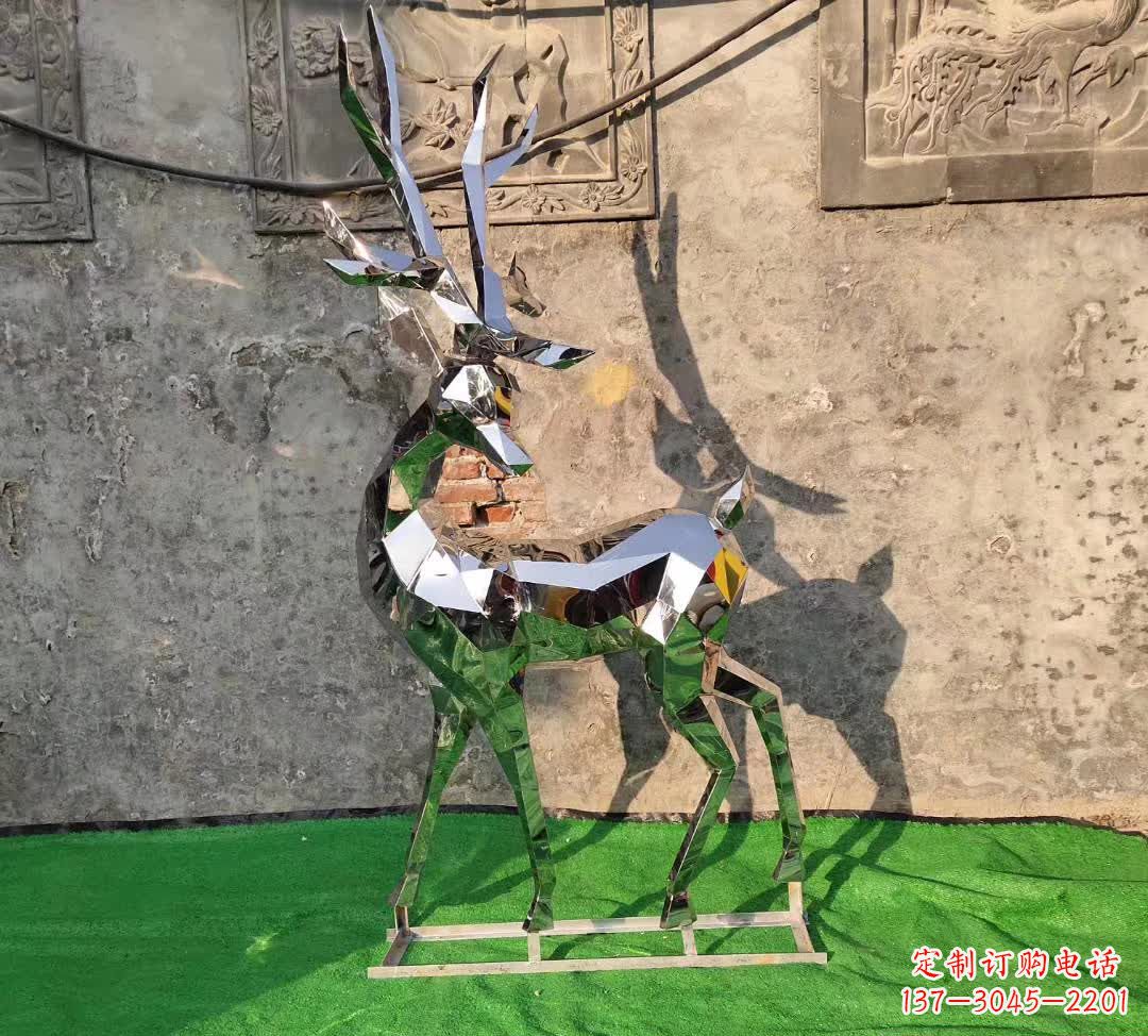 益阳闪耀华丽的不锈钢几何梅花鹿雕塑