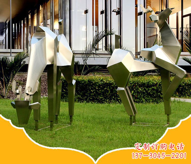 益阳镜面福鹿不锈钢雕塑