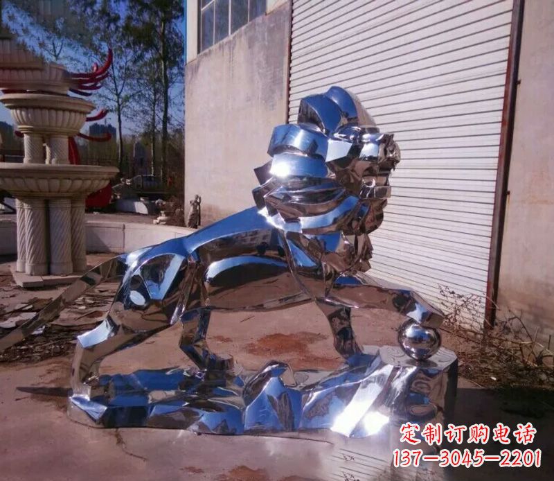 益阳中领雕塑推出的不锈钢狮子雕塑,极具艺术价…