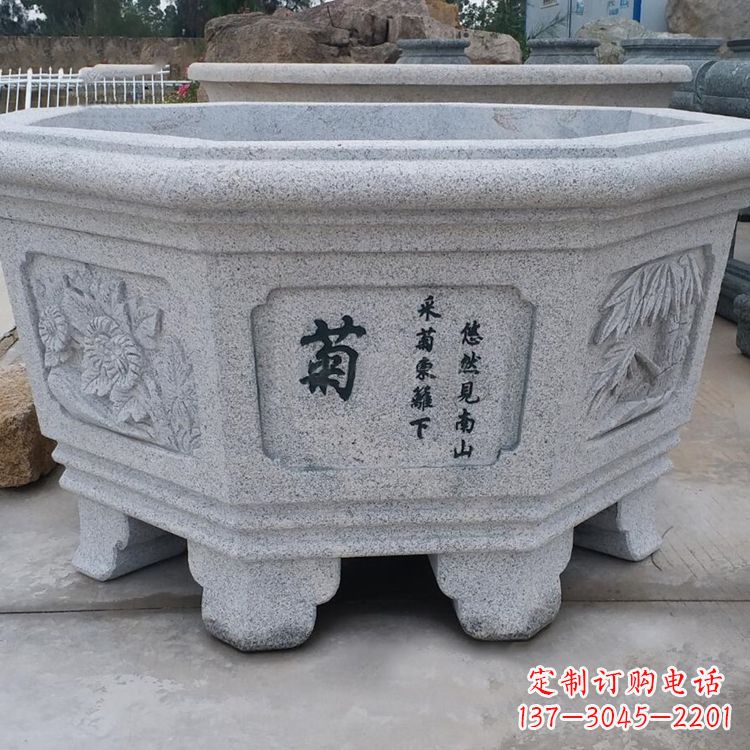 益阳精美砂岩花盆雕塑,点缀精致家居