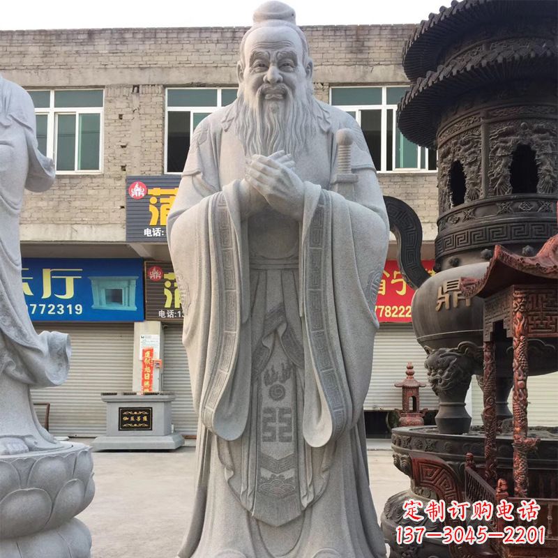 益阳传承古典,精美绝伦的孔子石雕头像