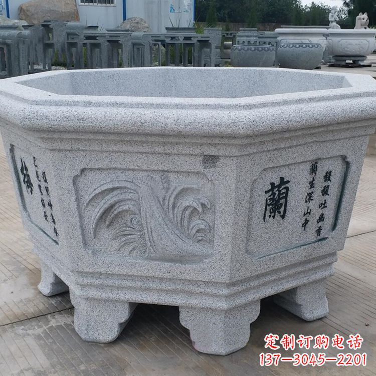 益阳兰花-中式砂岩花盆雕塑