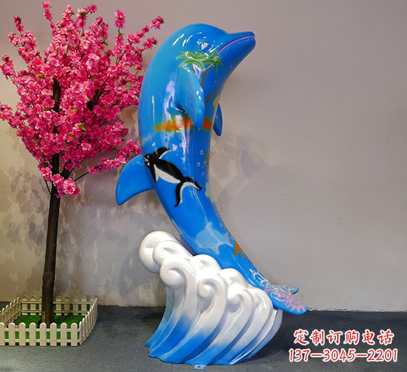 益阳蓝色海豚彩绘雕塑,装点您的园林景观