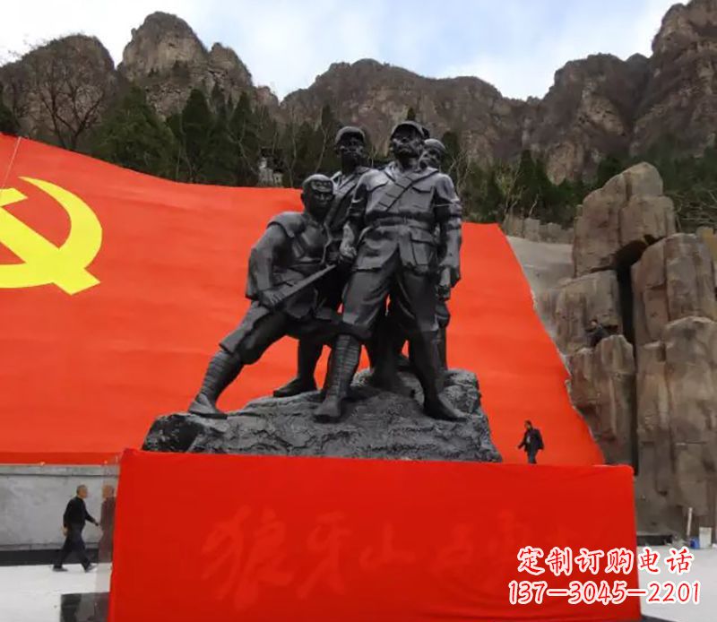 益阳狼牙山五壮士烈士铜雕,永载革命先烈光辉