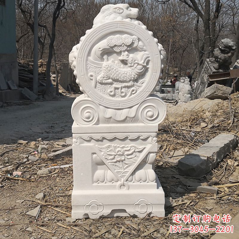 益阳老石雕狮门墩狮子
