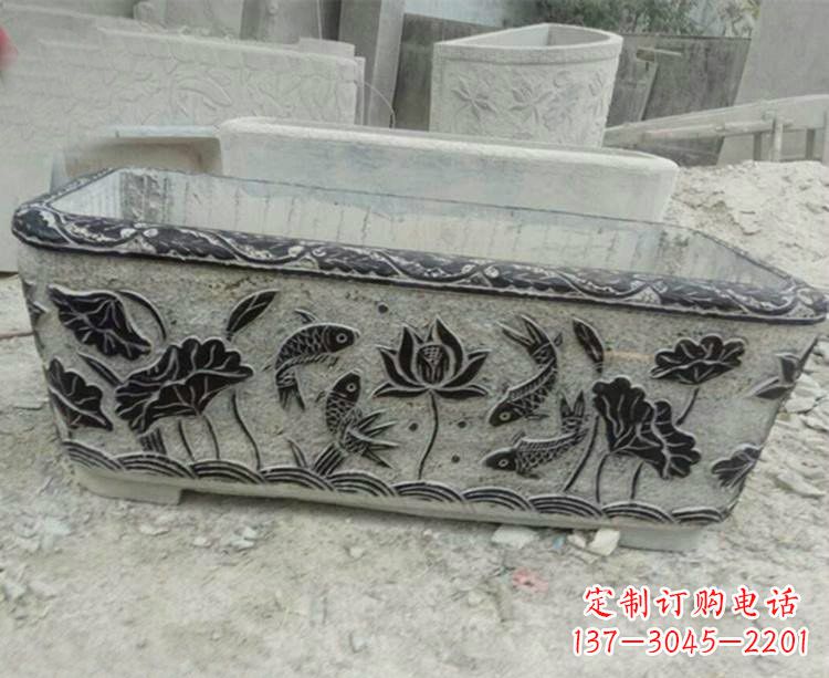 益阳连年有余浮雕仿古水缸