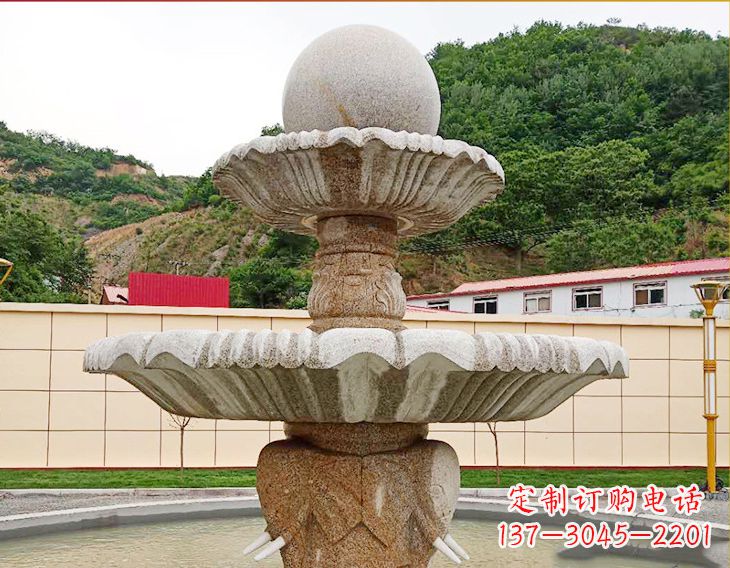 益阳精致莲花石雕喷泉,添点艺术气息