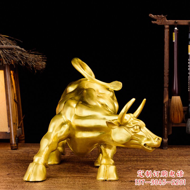 益阳鎏金华尔街铜牛生肖动物雕塑