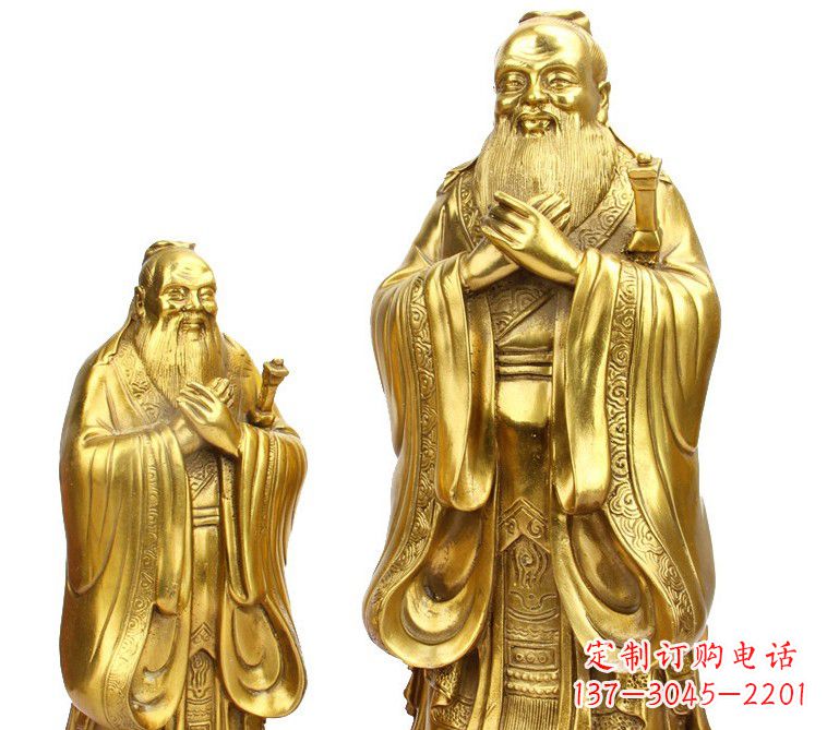 益阳鎏金质感精美孔子铜雕像
