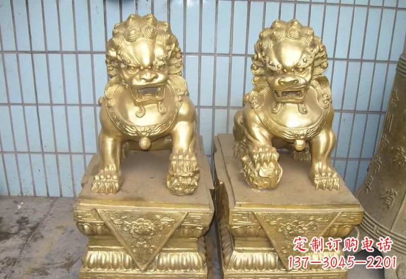 益阳北京狮子雕塑,高雅典雅的手工鎏金铜制品