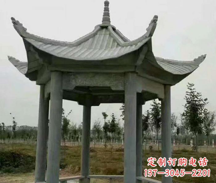 益阳精美六角石凉亭雕塑