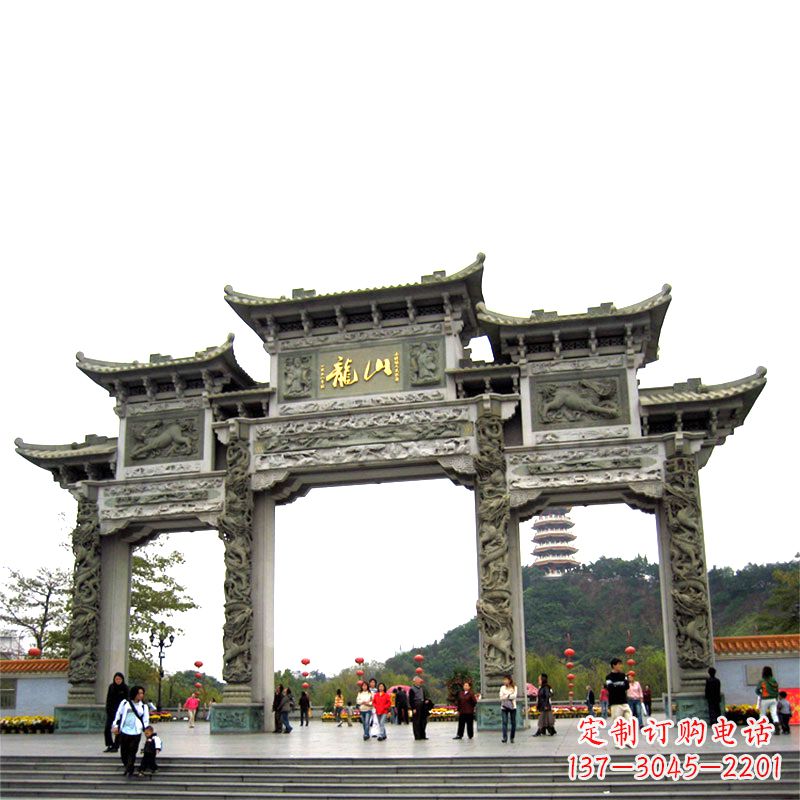 益阳龙山景区大型石头雕塑牌楼,定制之选