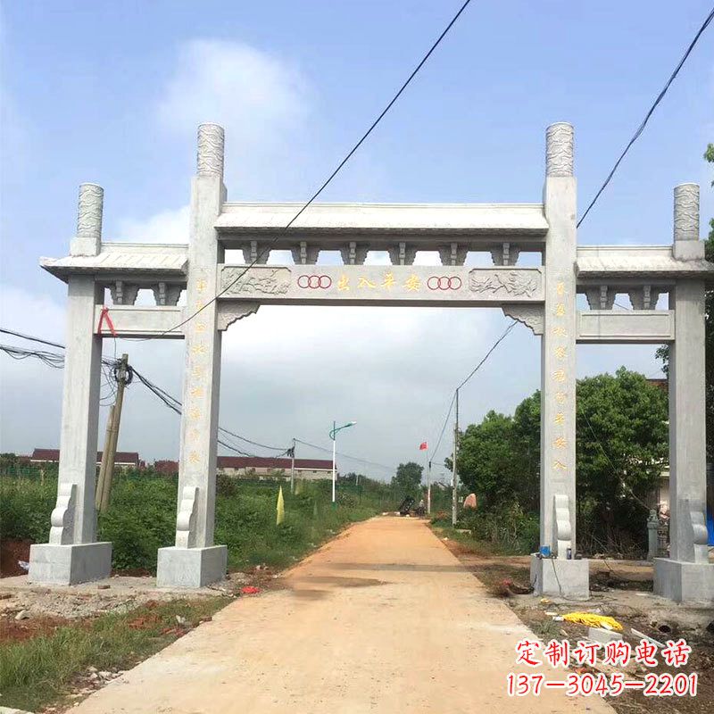益阳路口三间四柱无楼石牌坊雕塑制作