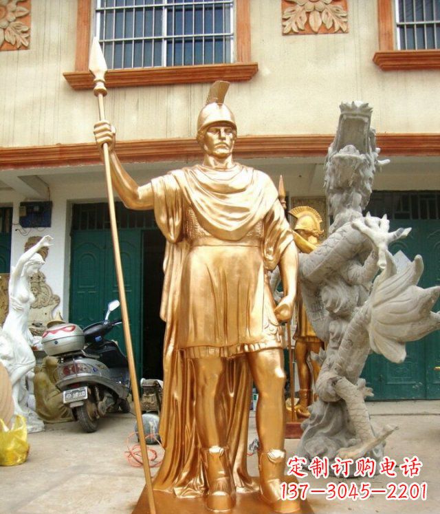 益阳罗马勇士玻璃钢仿铜马雕塑