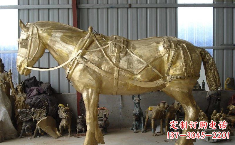 益阳中领雕塑:马拉车铜雕动物精华雕塑