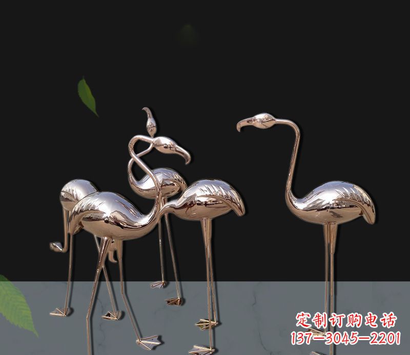 益阳玫瑰金不锈钢火烈鸟雕塑,艺术品的魅力