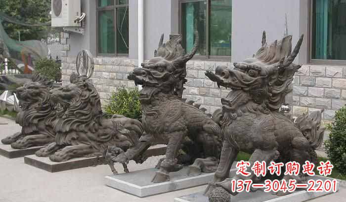益阳招财进宝,麒麟雕塑立足宅门口