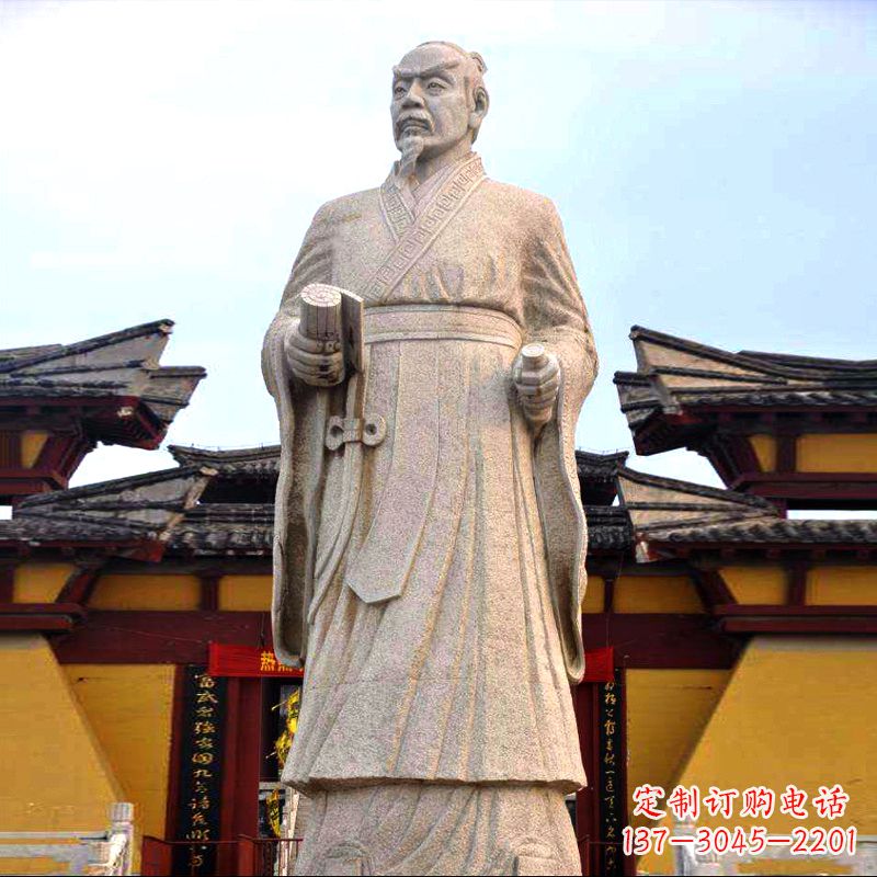 益阳传承中华传统文化,传神孟子砂岩石雕塑