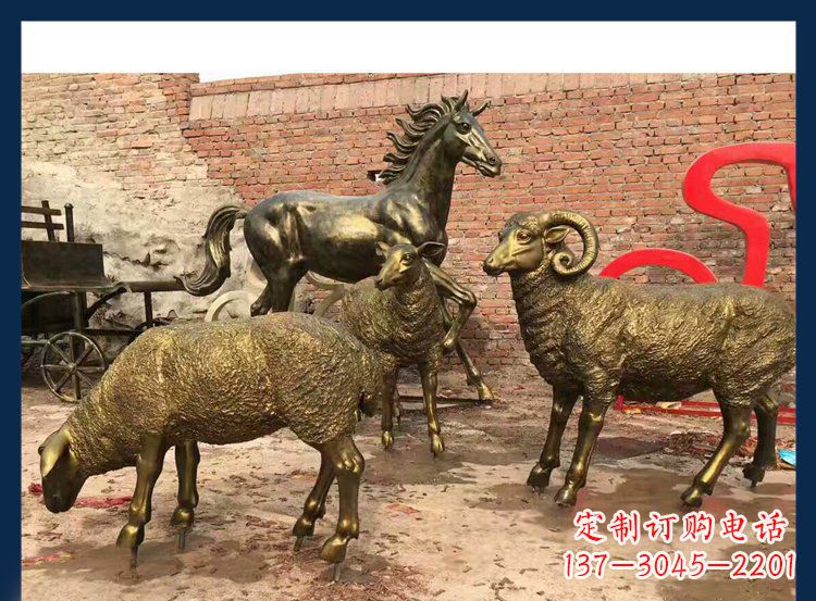 益阳中领雕塑|绵羊公园动物铜雕,让自然之美永存