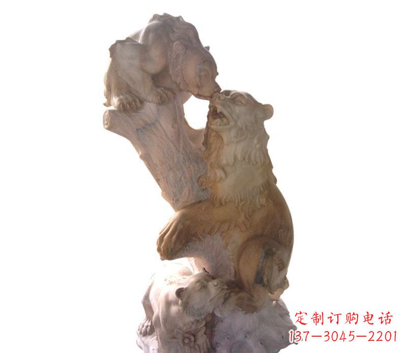益阳母子狗熊石雕公园动物雕塑