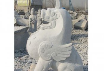 益阳汉白玉独角兽石雕，精美细腻，魅力无穷