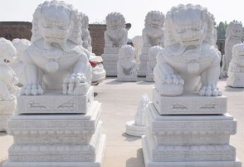 益阳汉白玉看门狮子雕塑