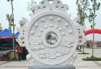 益阳精雕细琢汉白玉双龙石门墩雕塑