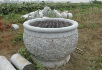 益阳荷花花盆公园景观石雕，千般美妙一览无余