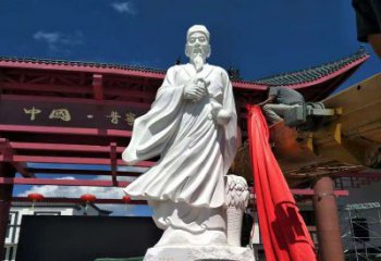 益阳传承医道中的传说——李时珍汉白玉石雕像