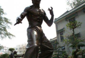 益阳忠实再现李小龙公园名人铜雕