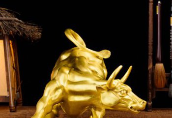 益阳鎏金华尔街铜牛生肖动物雕塑
