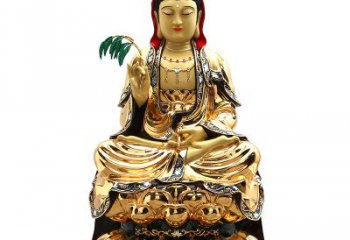 益阳精美鎏金莲花观音纯铜佛像雕塑
