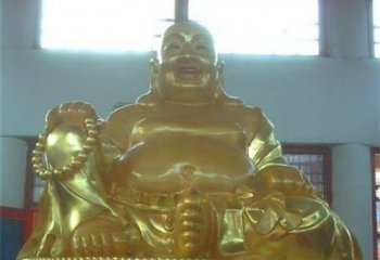 益阳传统工艺制作鎏金弥勒佛像