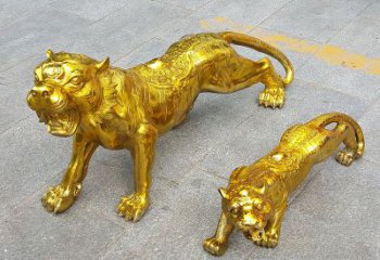 益阳鎏金老虎，铜雕工艺精美