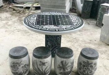 益阳精美梅兰竹菊形石桌凳，无与伦比的艺术美感
