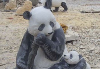 益阳母子熊猫石雕仿真动物雕塑