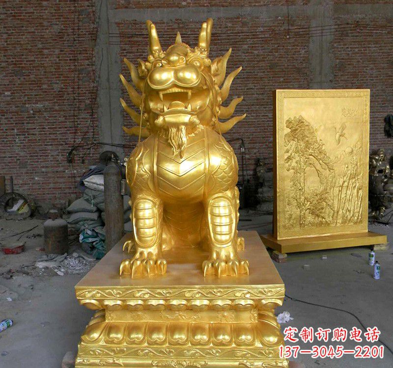 益阳传统雅致,纳福麒麟铜雕精品