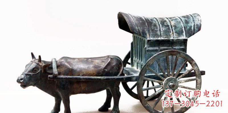 益阳定制牛车景观铜雕塑