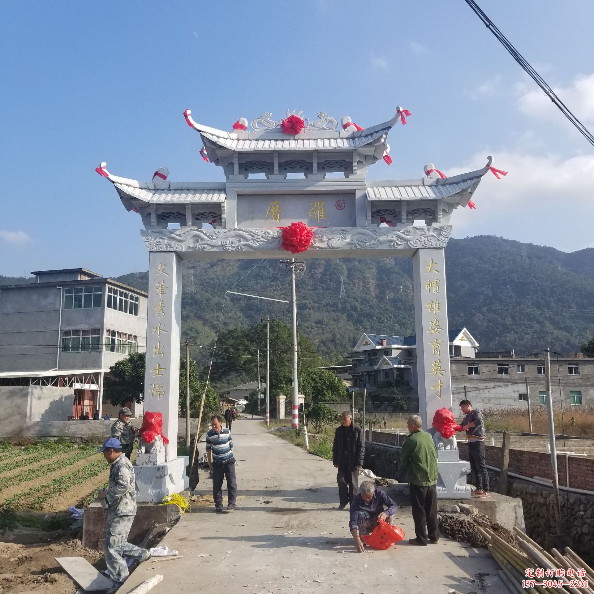 益阳定制精美农村单门石牌坊雕塑