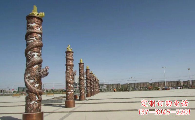 益阳中领雕塑|专业定制盘龙柱广场柱子铜雕