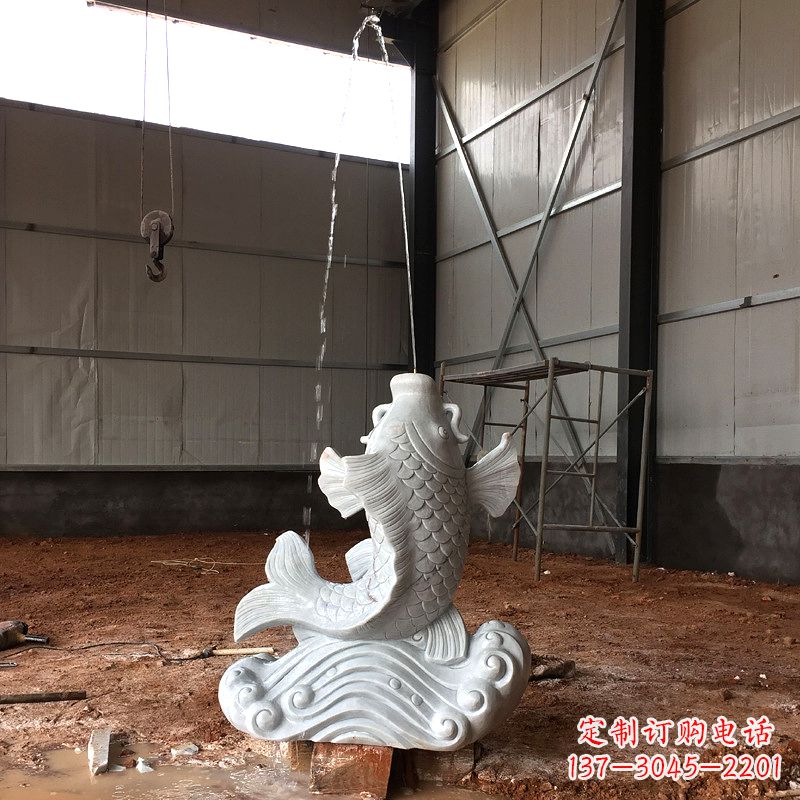 益阳汉白玉石鲤鱼雕塑,让你的梦想成真!