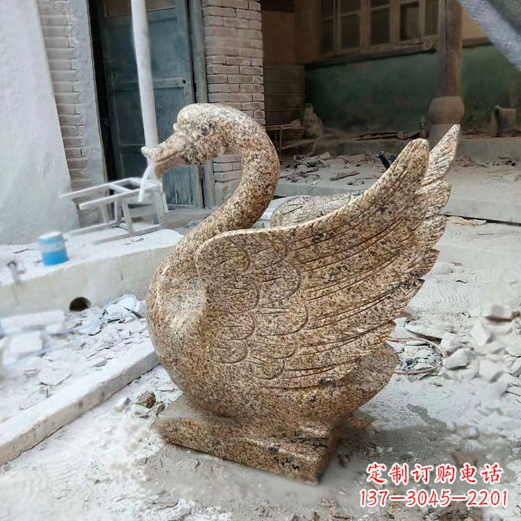 益阳喷水天鹅花岗岩石雕