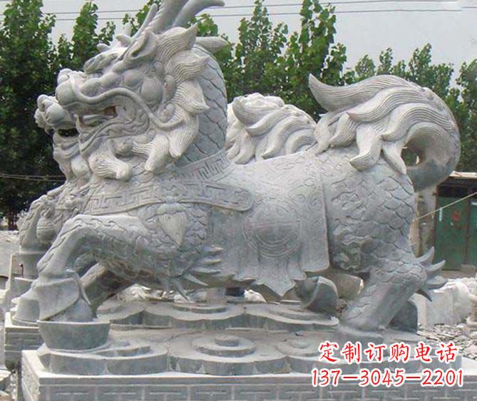 益阳古典麒麟招财神兽石雕,传承古典非凡财富之美