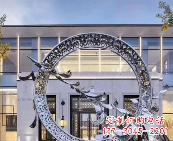 益阳华丽大雁不锈钢圆环雕塑