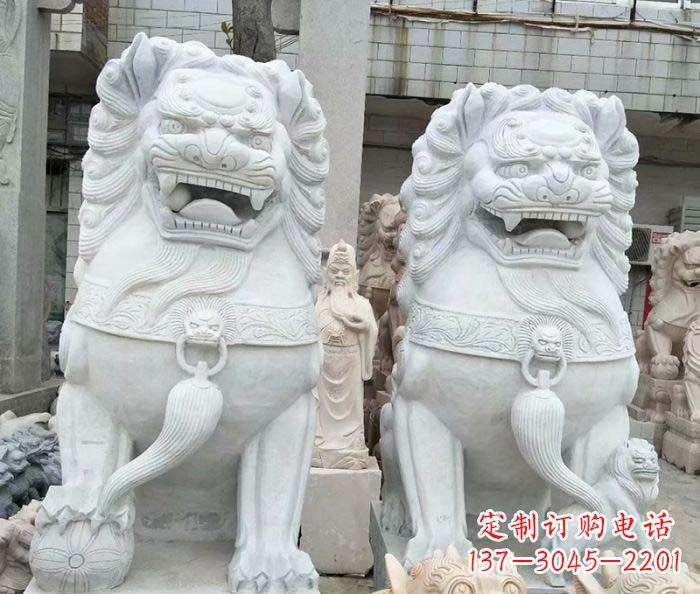 益阳企业景观大理石狮子石雕 (3)