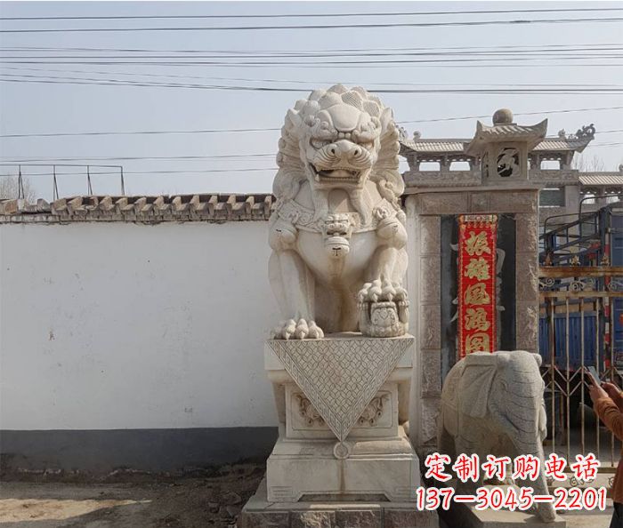益阳企业景观大理石狮子石雕 (9)