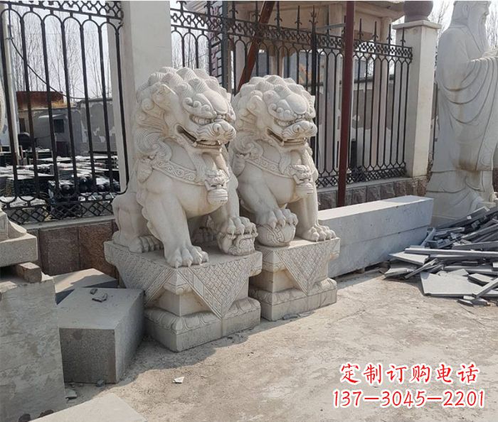 益阳大理石狮子雕塑,充满豪迈气派