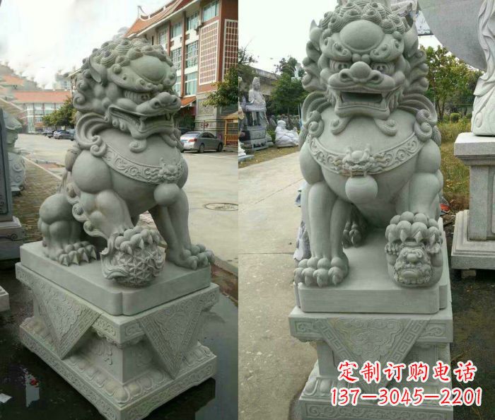 益阳企业景观大理石狮子石雕 (12)