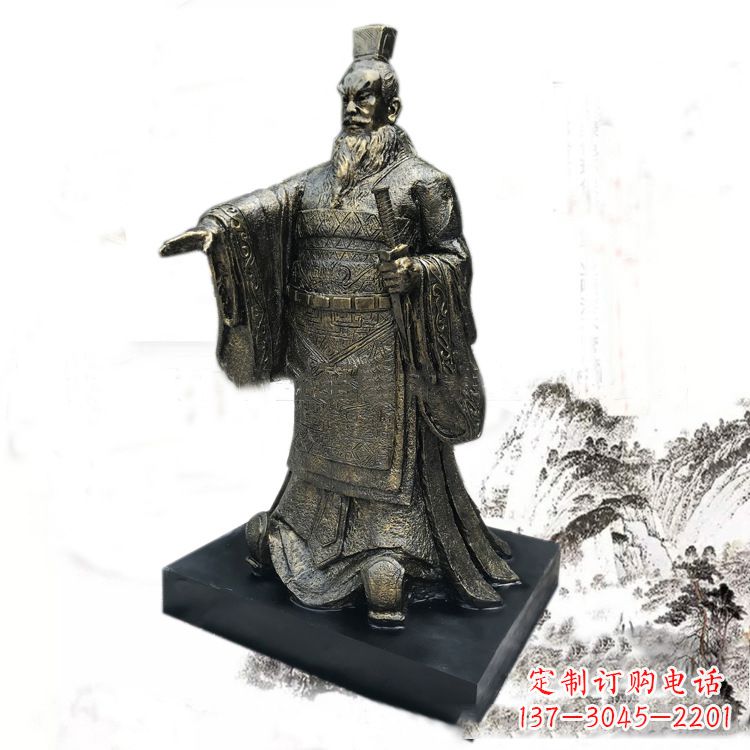益阳精美秦始皇玻璃钢仿铜雕塑