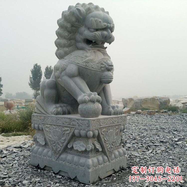 益阳青石北京狮子雕塑,雕刻传承千古之魅力